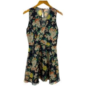 Dolce Vita Floral Print Sheer Detail Mini Dress Size Medium